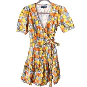 Modcloth Dress Women's 8 Princess Highway My Main Squeeze Citrus Wrap Dress